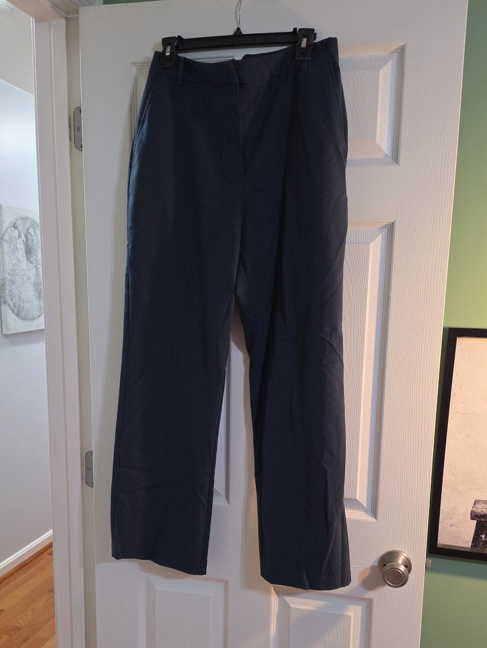 Navy Straight-Leg Dress Pants